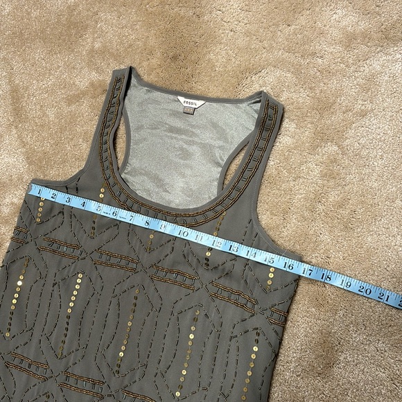 Fossil olive green and gold beaded and sequin top - Picture 16 of 16